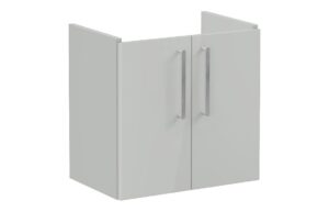 VitrA Root Flat 60cm 2 Door Wall Hung Slim Washbasin Unit - Shiny Pearl Grey