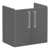 VitrA Root Flat 60cm 2 Door Wall Hung Slim Washbasin Unit - Anthracite High Gloss