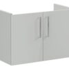 VitrA Root Flat 80cm 2 Door Wall Hung Slim Washbasin Unit - Shiny Pearl Grey