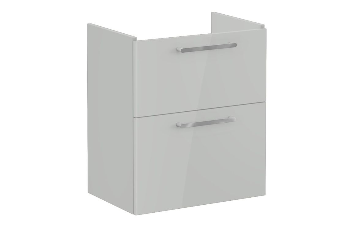 VitrA Root Flat 60cm 2 Drawer Slim Washbasin Unit - Shiny Pearl Grey