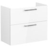 VitrA Root Flat 80cm 2 Drawer Slim Washbasin Unit - High Gloss White
