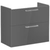 VitrA Root Flat 80cm 2 Drawer Slim Washbasin Unit - Anthracite High Gloss