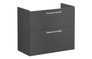 VitrA Root Flat 80cm 2 Drawer Slim Washbasin Unit - Matt Storm Grey