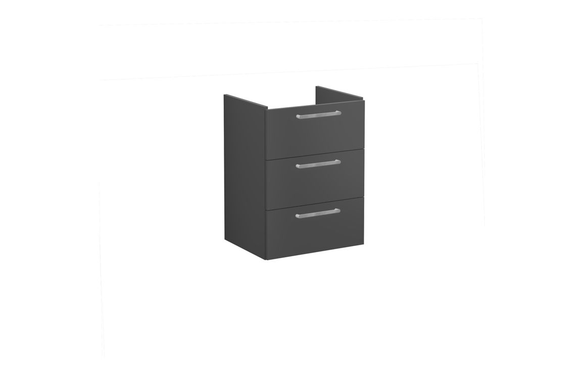 VitrA Root Flat 60cm 3 Drawer Washbasin Unit - Matt Storm Grey