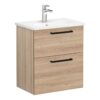 VitrA Zentrum Compact 60cm 2 Drawer W/H Washbasin Unit - Natural Oak