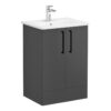 VitrA Zentrum 60cm 2 Drawer F/S Washbasin Unit - Matt Storm Grey