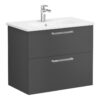 VitrA Zentrum 80cm 2 Drawer W/H Washbasin Unit - Matt Storm Grey