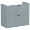 VitrA Root Classic 80cm 2 Drawer Slim Washbasin Unit - Matt Fjord Green