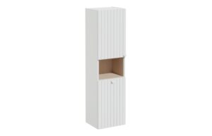 VitrA Root Groove 40cm 2 Door Semi-Tall Unit w/Laundry Basket (LH Hinge) - Matt Light Grey