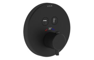 VitrA Aquacontrol Round Concealed Thermostatic 2-Way Bath Mixer - Matt Black