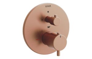 VitrA Aquaheat Square Integrated Thermostatic 2-Way Shower Mixer Valve - Brushed Bronze