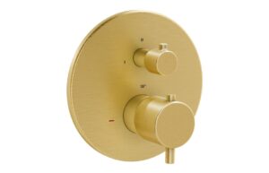VitrA Root Round Integrated Thermostatic Bath/Shower Mixer Valve - Brushed Nickel
