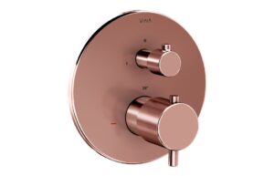 VitrA Root Round Integrated Thermostatic Bath/Shower Mixer Valve - Soft Gold