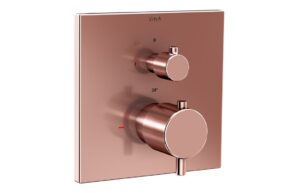 VitrA Root Square Integrated Thermostatic 2-Way Shower Mixer Valve - Soft Gold