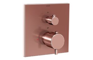VitrA Root Square Integrated Thermostatic 1-Way Shower Mixer Valve - Soft Gold