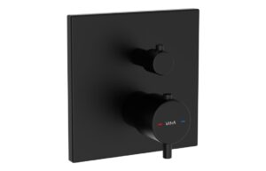 VitrA Root Square Integrated Thermostatic 2-Way Shower Mixer Valve - Matt Black
