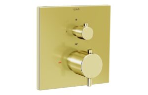 VitrA Root Square Integrated Thermostatic 2-Way Shower Mixer Valve - Brushed Nickel