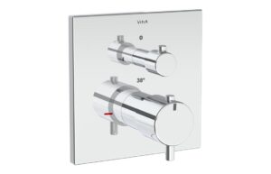 VitrA Root Square Integrated Thermostatic 1-Way Shower Mixer Valve - Soft Copper
