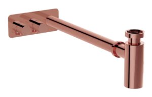 VitrA Bottle Trap for Basins w/Isolation Taps (Asymmetric) - Soft Copper
