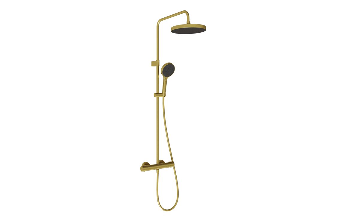 VitrA Aqua Core Round Mixer Shower w/250mm Showerhead & Handshower - Brushed Gold