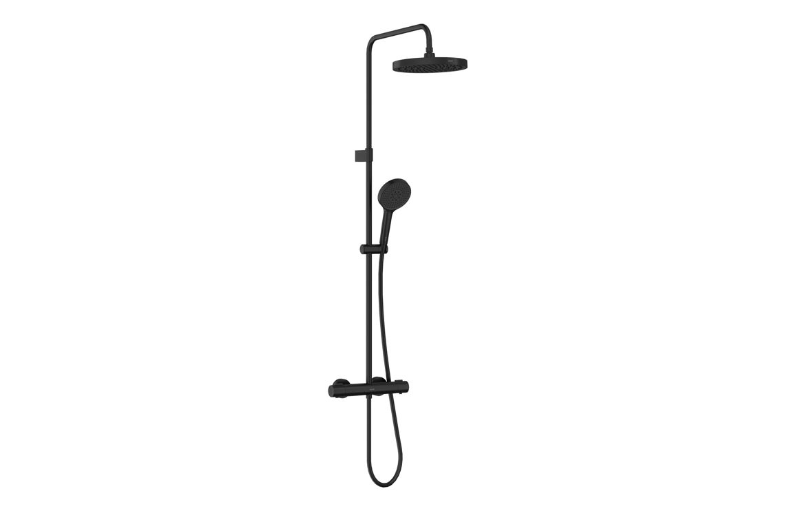 VitrA Aqua Core Round Mixer Shower w/250mm Showerhead & Handshower - Matt Black